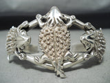 Distinctive Native American Navajo Sterling Silver Horny Toad Bracelet-Nativo Arts