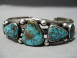 Superlative Vintage Native American Navajo Carico Lake Turquoise Sterling Silver Bracelet Cuff-Nativo Arts