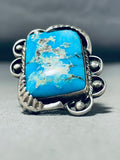 Astonishing Vintage Native American Navajo Pilot Mountain Turquoise Sterling Silver Ring-Nativo Arts