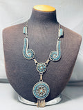 One Of The Most Intricate Ever Vintage Native American Zuni Turquoise Sterling Silver Necklace-Nativo Arts