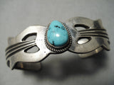 Incredible Vintage Native American Zuni Sterling Silver Blue Diamond Turquoise Bracelet-Nativo Arts