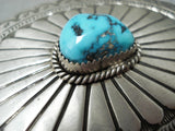 Important Lee Charley Vintage Native American Navajo Turquoise Sterling Silver Buckle-Nativo Arts