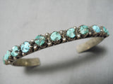 Astonishing Vintage Native American Zuni Carved Turquoise Sterling Silver Bracelet Old-Nativo Arts