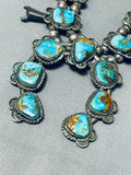 Gasp! Quality Vintage Native American Navajo Turquoise Sterling Silver Squash Blossom Necklace-Nativo Arts
