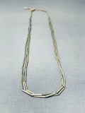 Very Rare Long Tube Vintage Native American Navajo Sterling Silver Necklace Old-Nativo Arts