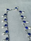 The Best Native American Navajo Domed Lapis Sterling Silver Button Necklace-Nativo Arts