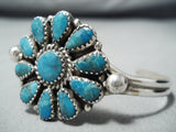 Red Tso Navajo Turquoise Cluster Sterling Silver Bracelet Native American-Nativo Arts