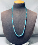 Native American Superb Vintage Santo Domingo Old Kingman Turquoise Sterling Silver Necklace-Nativo Arts