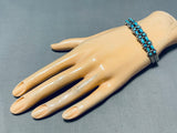 Brilliant Vintage Native American Zuni Blue Gem Turquoise Sterling Silver Bracelet-Nativo Arts