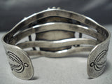 Early Heavy Vintage Native American Navajo Green Turquoise Sterling Silver Bracelet Old-Nativo Arts