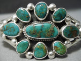 Important Vintage Native American Navajo Verdy Jake Turquoise Sterling Silver Bracelet-Nativo Arts