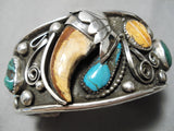 Huge Vintage Native American Navajo Morenci Turquoise Sterling Silver Bracelet Old-Nativo Arts