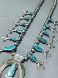Best Vintage Native American Navajo Morenci Turquoise Sterling Silver Squash Blossom Necklace-Nativo Arts