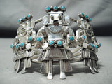 One Of The Best Ever Vintage Native American Navajo Turquoise Kachina Sterling Silver Bracelet-Nativo Arts