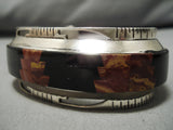 Museum Utah Rocks Vintage Native American Navajo Sterling Silver Inlaid Bracelet Cuff Old-Nativo Arts