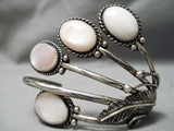 Beautiful Vintage Native American Navajo Pink Shell Sterling Silver Bracelet Old-Nativo Arts