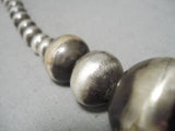 One Of The Biggest Best Native American Navajo Sterling Silver Bead Necklace- Huge!-Nativo Arts