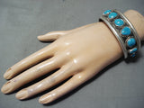 Outstanding Native American Navajo 9 Kingman Turquoise Sterling Silver Bracelet-Nativo Arts