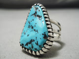 Superlative Vintage Native American Navajo Sleeping Beauty Turquoise Sterling Silver Ring-Nativo Arts