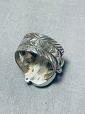 Sensational Native American Navajo 8 Turquoise Sterling Silver Leaf Ring-Nativo Arts