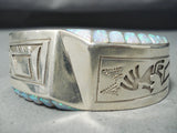 Tremendous Navajo Native American Inlay Synthetic Opal Sterling Silver Bracelet-Nativo Arts