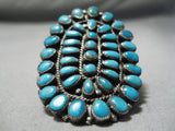 Best Vintage Native American Navajo Larry Moses Begay Turquoise Sterling Silver Cluster Ring-Nativo Arts
