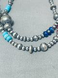 Native American One Of The Most Unique Turquoise Coral Sterling Silver Necklace-Nativo Arts