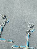Beautiful Native American Zuni Blue Gem Turquoise Sterling Silver Earrings-Nativo Arts