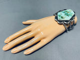 Mens Huge Heavy Vintage Native American Navajo Royston Turquoise Sterling Silver Bracelet Old-Nativo Arts