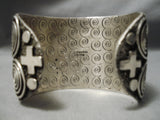 Colossal Wide Vintage Native American Navajo Sterling Silver Al Sanchez Bracelet Cuff-Nativo Arts