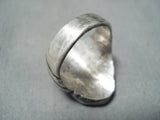 Spectacular Vintage Native American Navajo Old Kingman Turquoise Sterling Silver Ring-Nativo Arts