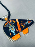 Extreme Inlay Huge Native American Navajo Turquoise Sterling Silver Necklace-Nativo Arts