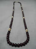 Native American Real 14k Solid Gold Vintage Garnet Rare Necklace-Nativo Arts