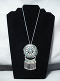 Important Vintage Native American Zuni Libert Peyketewa Turquoise Sterling Silver Necklace-Nativo Arts