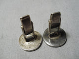 Magnificent Vintage Native American Zuni Blue Gem Turquoise Sterling Silver Cufflinks Old-Nativo Arts
