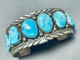 Incredible Vintage Native American Navajo 8 Kingman Turquoise Sterling Silver Bracelet-Nativo Arts