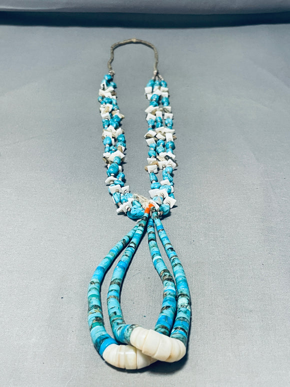Edna Johnson Vintage Native American Navajo Turquoise Shell Necklace-Nativo Arts