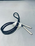 Native American Superb Vintage Laguna Signed Sterling Silver Textured Bird Bolo-Nativo Arts