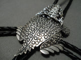 Important Native American Navajo Wilf Begay Toad Sterling Silver Bolo Tie-Nativo Arts
