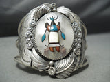 One Of The Most Unique Vintage Native American Zuni Turquoise Inlay Sterling Silver Bracelet-Nativo Arts