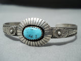 Signed Vintage Native American Navajo Sleeping Beauty Turquoise Sterling Silver Bracelet-Nativo Arts