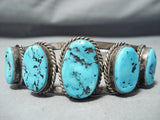 Superior Vintage Native American Navajo Sleeping Beauty Turquoise Sterling Silver Bracelet Old-Nativo Arts