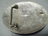 Extreme Detail Vintage Native American Navajo Henry Morgan Sterling Silver Buckle-Nativo Arts