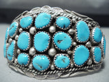 Intense Vintage Native American Navajo Blue Gem Turquoise Sterling Silver Bracelet-Nativo Arts