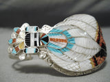 Intricate!! Zuni Native American Hand Carved Turquoise Sterling Silver Bracelet-Nativo Arts