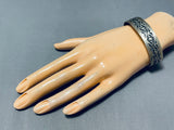 Fabulous Vintage Native American Navajo Handcarvings Sterling Silver Marie Thompson Bracelet-Nativo Arts