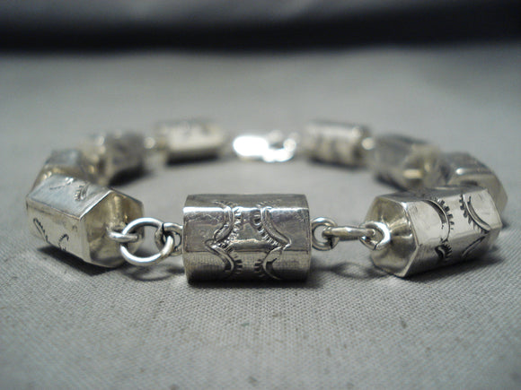 Fabulous Native American Navajo Sterling Silver Link Bracelet-Nativo Arts