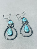 Tears Of Joy Vintage Native American Navajo Turquoise Sterling Silver Earrings-Nativo Arts