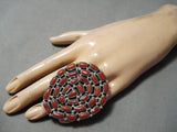 Extraordinary Navajo Coral Sterling Silver Ring Native American-Nativo Arts