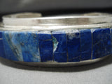One Of The Best Vintage Native American Navajo Lapis Inlay Sterling Silver Bracelet Old-Nativo Arts
